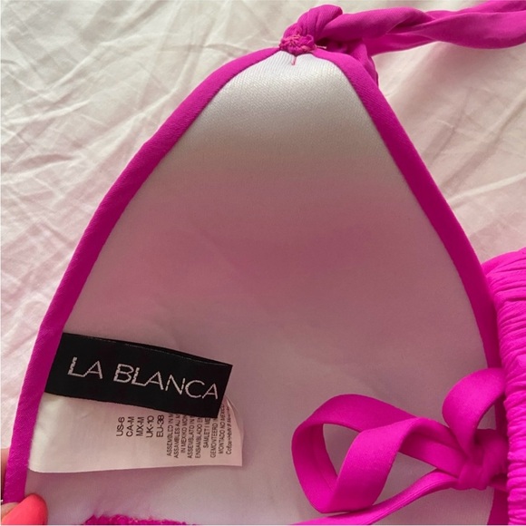 La Blanca Bikini 6 Gathered Hot Pink Swimsuit 2 Piece Set Bathing Suit S/M - Picture 8 of 10